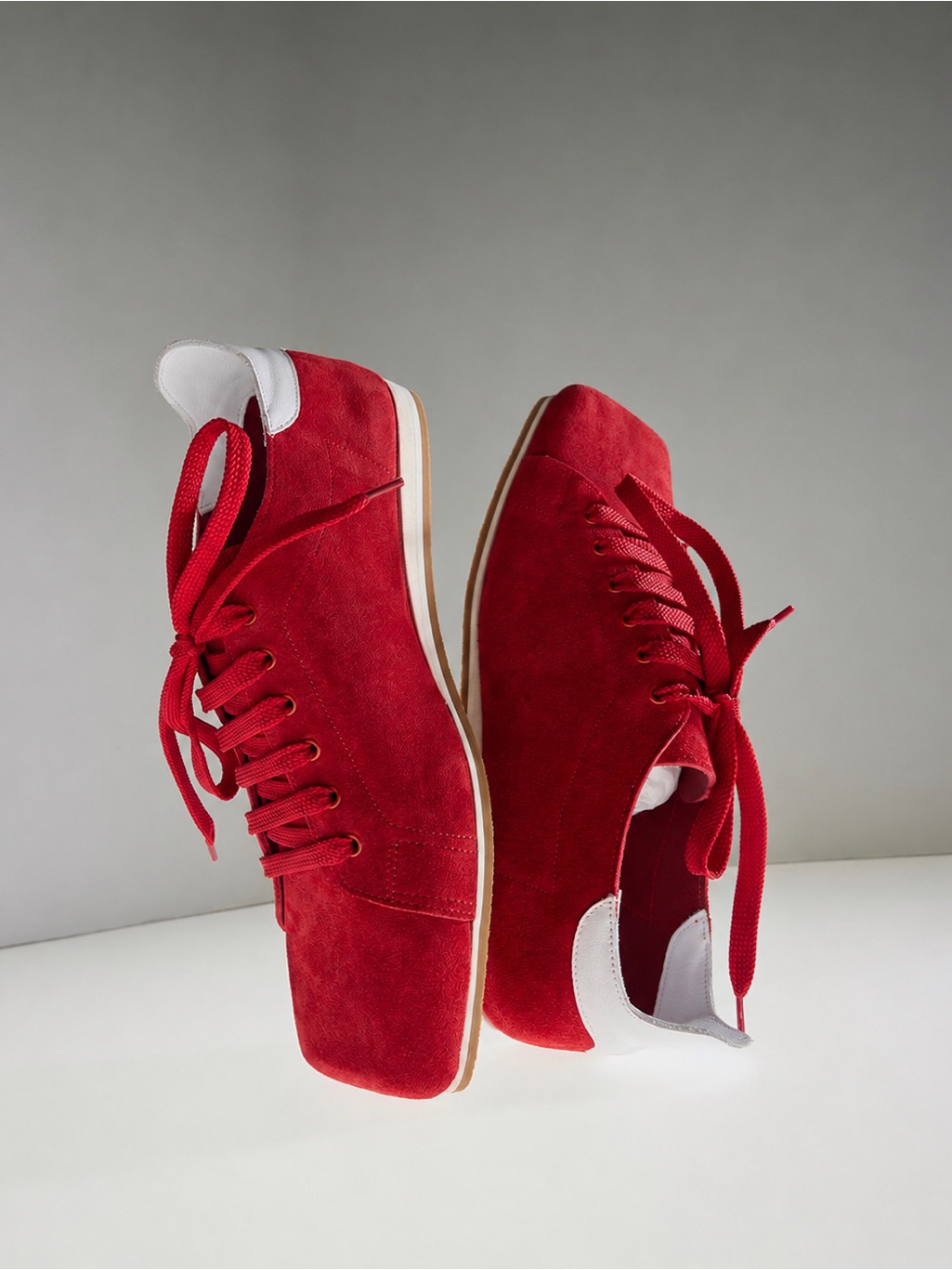 Tibi Seth Red Suede Square Toe Sbeakers